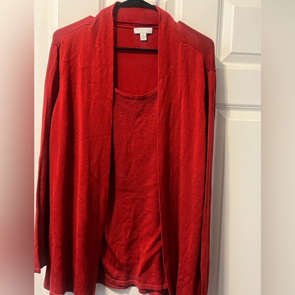Red Open Front Cardigan and Tank Set perfect shirt for my plus girls!